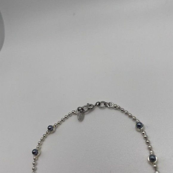 Signed Monet - Silver Tone Bracelet With Blue Faux Pearls 7 1/2 Inch Dainty - Picture 3 of 9